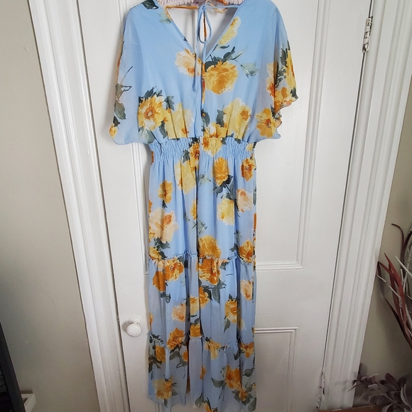 Enfocus Light Blue and Yellow Floral Maxi Dress - Picture 5 of 8